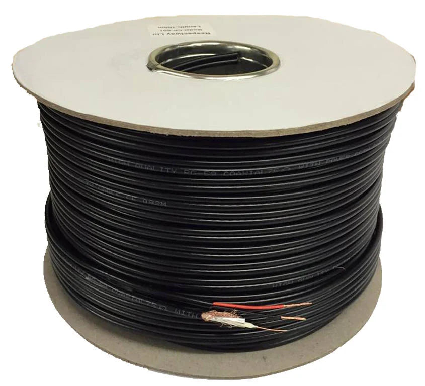 100M Mini RG59 Coax With Power Cores in Black